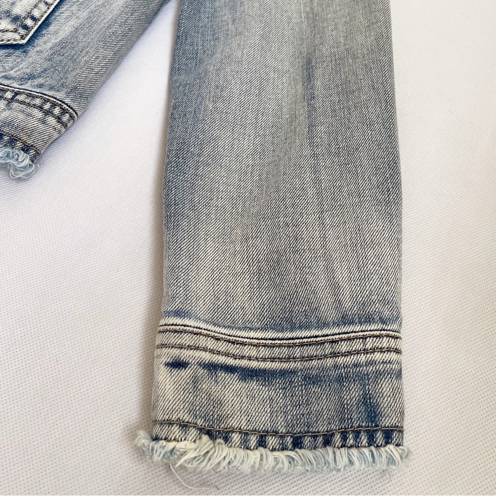 Wit & Wisdom Boho UrbanStreetwear Raw Hem Acid Wash Denim Jacket - Picture 13 of 13